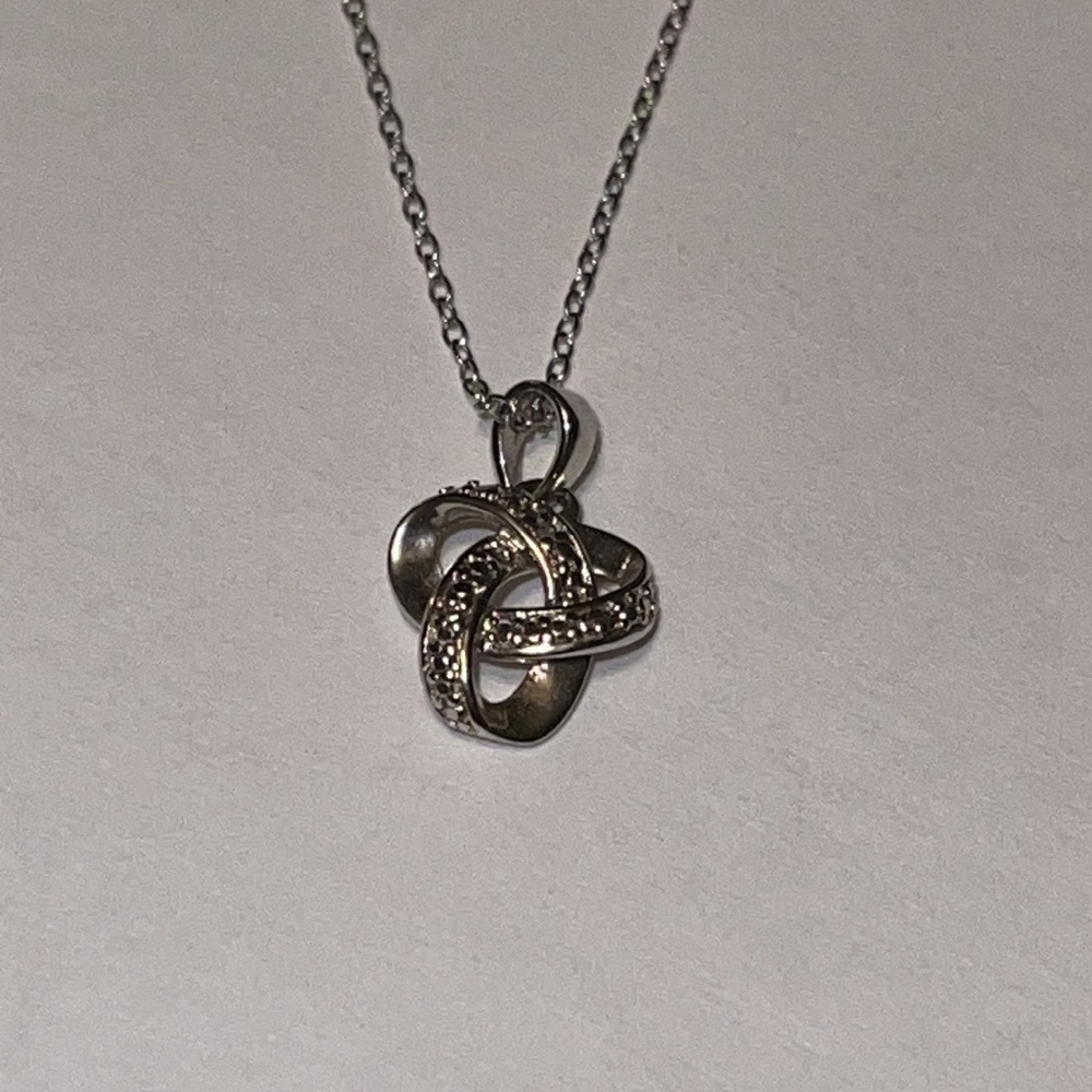 NWOT Diamond Love Knot Set,SS .02twt Diamond Pendant,SS .02twt Diamond Earrings - Picture 12 of 15